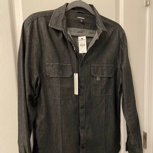 Express men’s slim black denim shirt